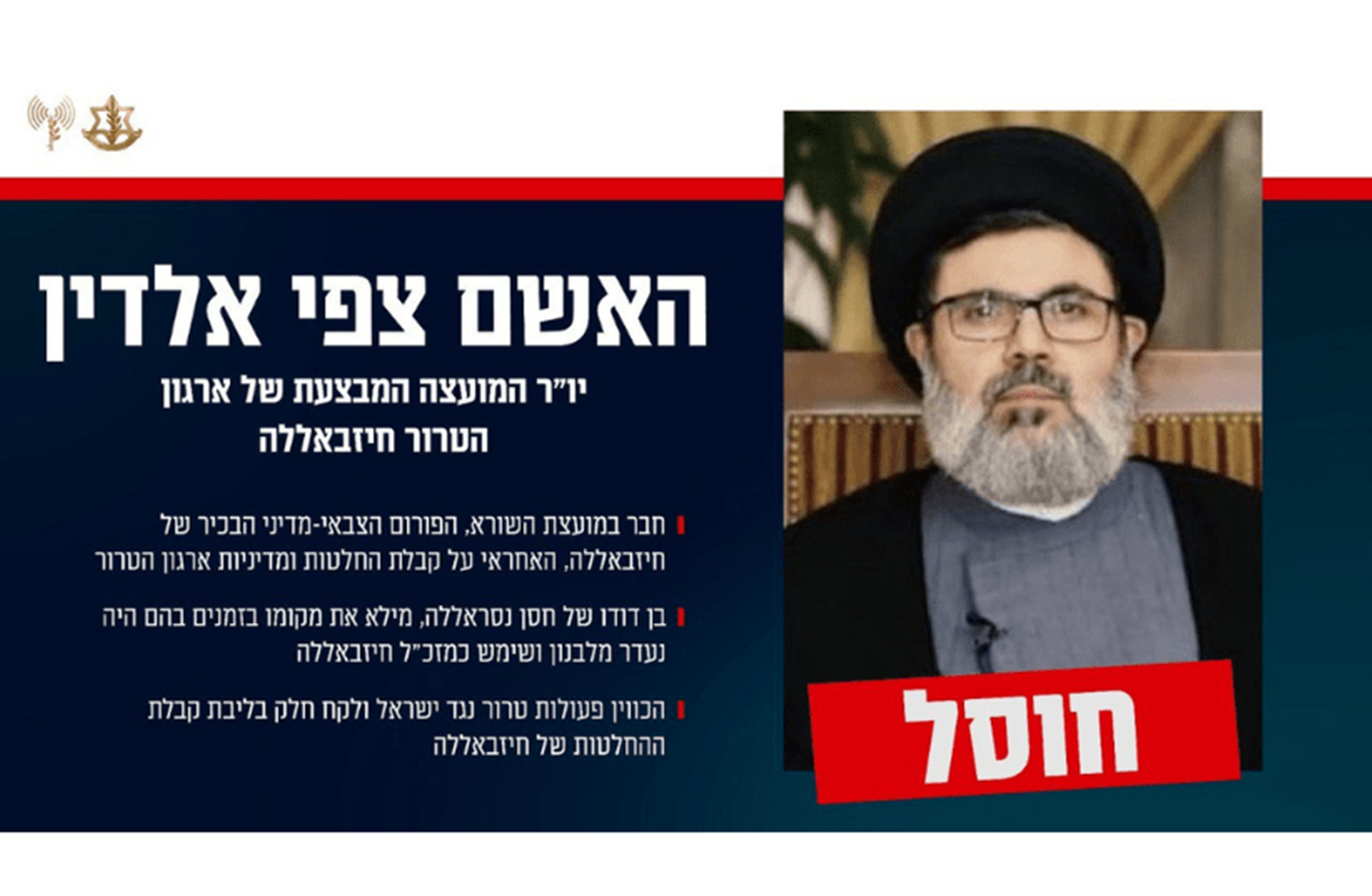 IDF confirma potencial sucessor do Hezbollah, Hashem Safieddine, morto em ataque em Beirute